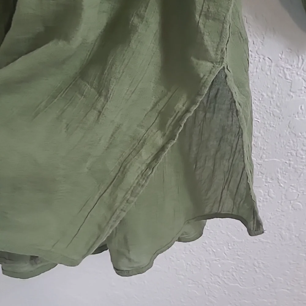Aerie Olive Green Women's  Earty Light Natural Material Oversized Top S/P - Picture 4 of 5